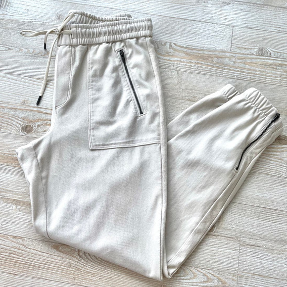 Athleta Pants - Athleta Farallon Zip Jogger | Putty White Size 4